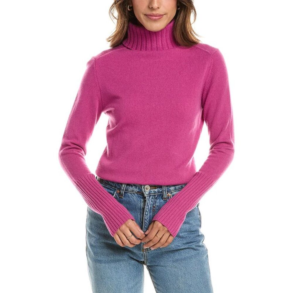 Forte Cashmere Womens  Chunky Trim Turtleneck 100% Cashmere Sweater